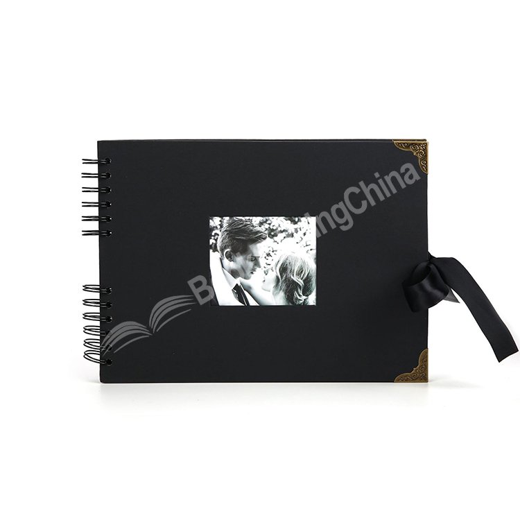 Black Cover Scrapbook Photo Book Printing Spiral Binding Wedding Book Printing